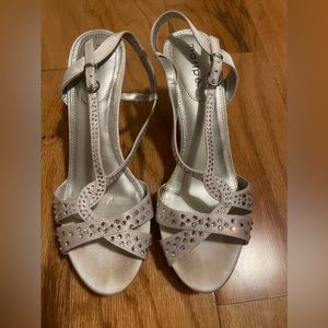 Silver Strappy Kitten Heels